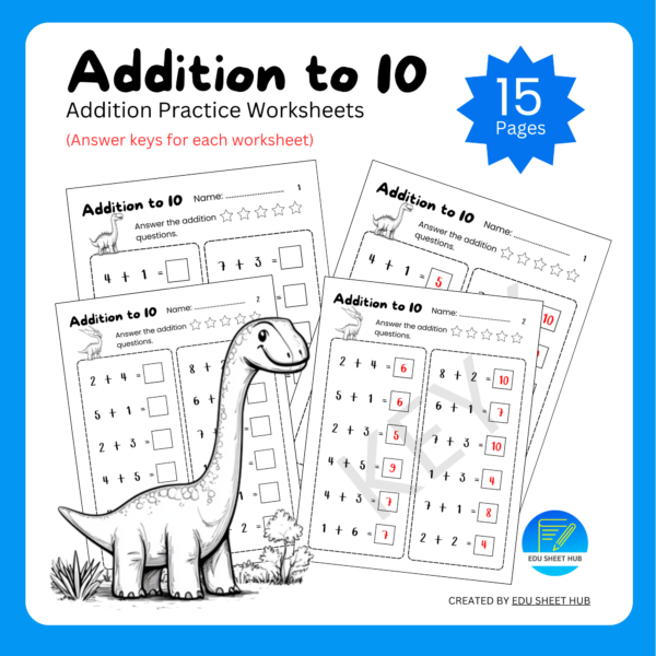 Simple Addition Worksheet for Kindergarten
