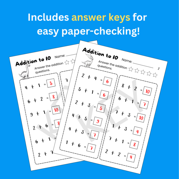 Simple Addition Worksheet for Kindergarten