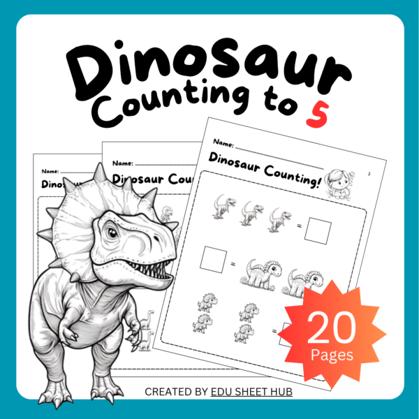 Dinosaur Counting Worksheets Numbers 1-5