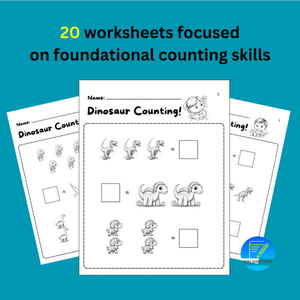 Dinosaur counting worksheets