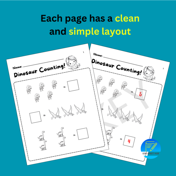 Dinosaur counting worksheets