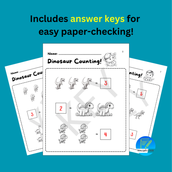 Dinosaur Counting Worksheets Numbers 1-5 - Image 4