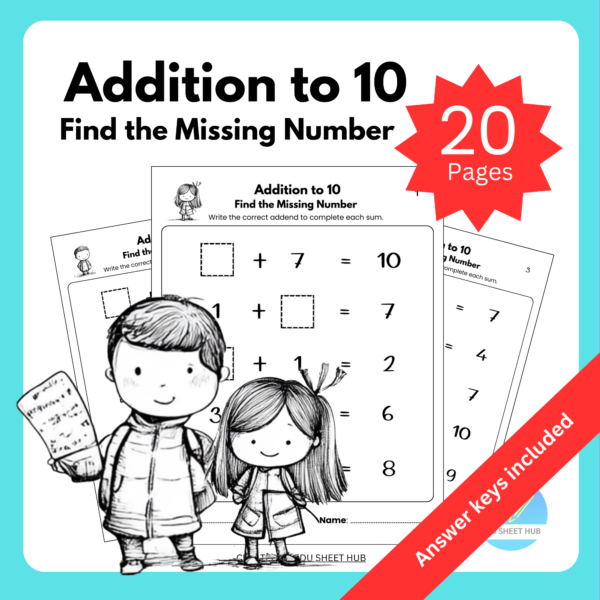 Missing Addend Worksheets to 10