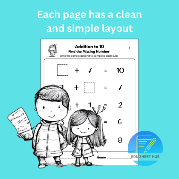 Missing Addend Worksheets to 10 – 20 Pages with Answer Keys - Image 2