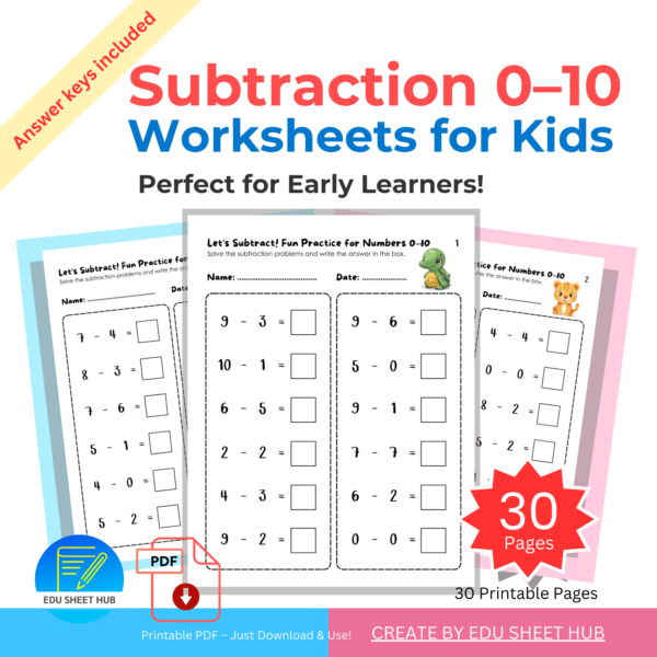 Subtraction 0–10