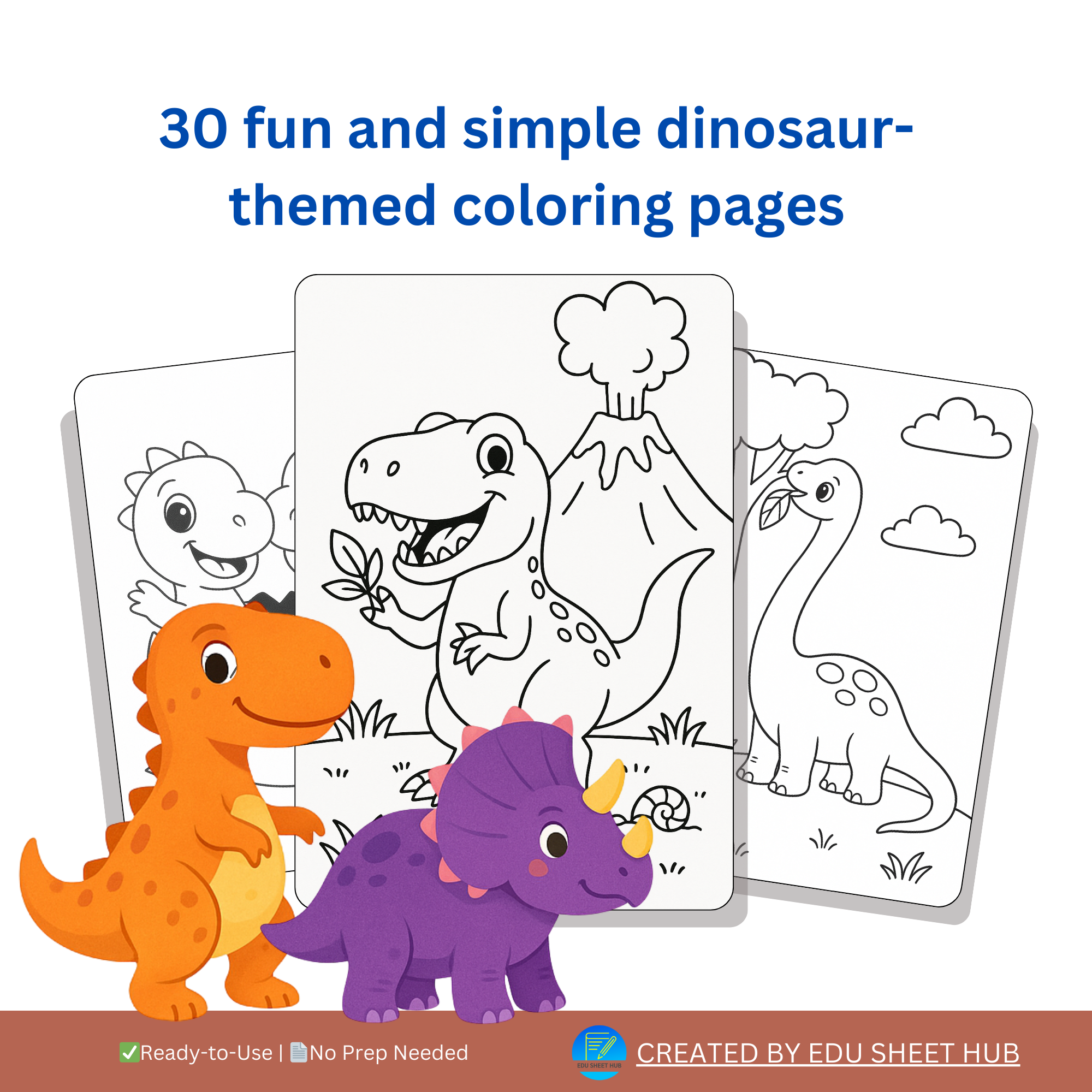 Cute Dinosaurs Coloring Pages for Kids