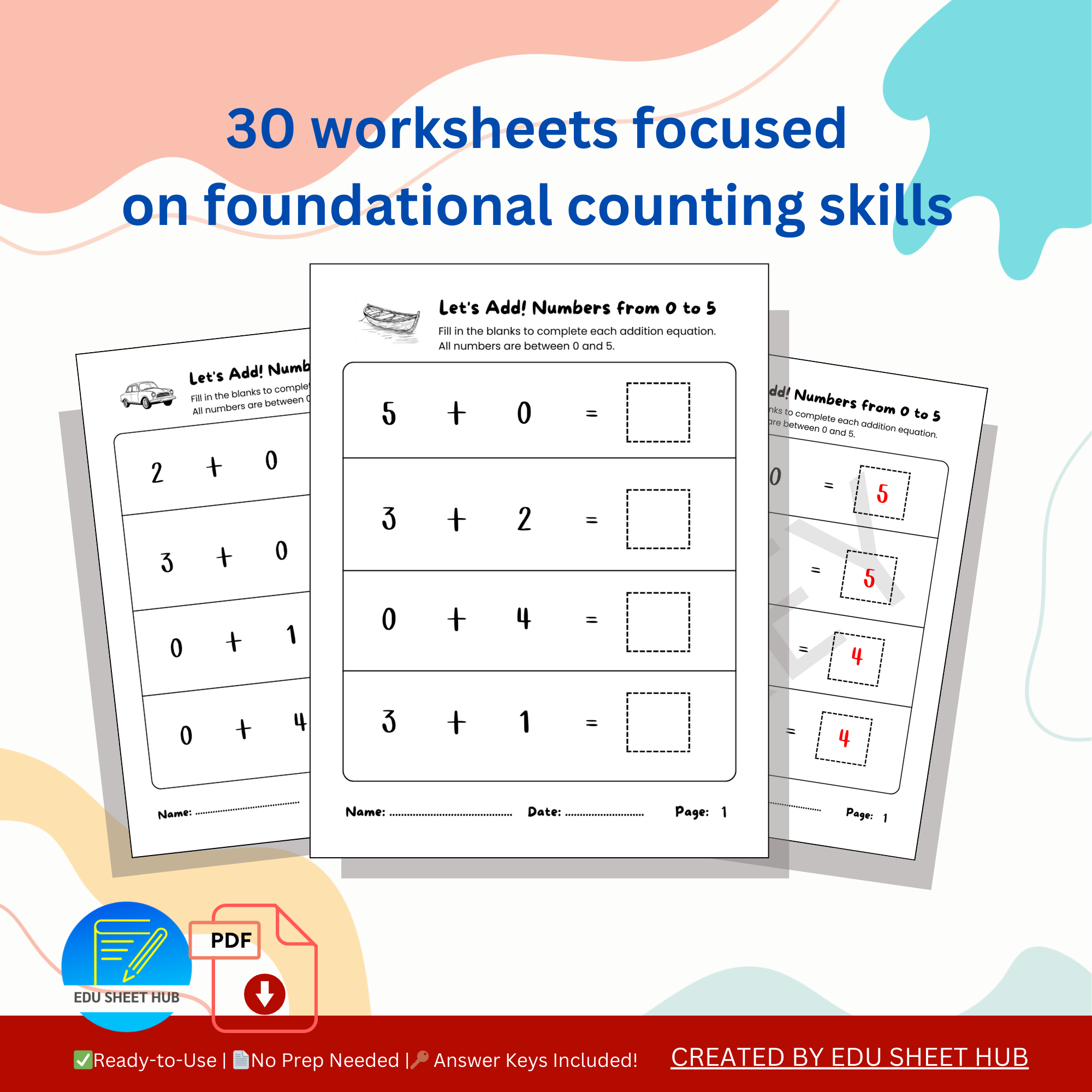 Let’s Add! Numbers from 0 to 5 – 30 Fun Addition Worksheets with Answer Key - Image 4