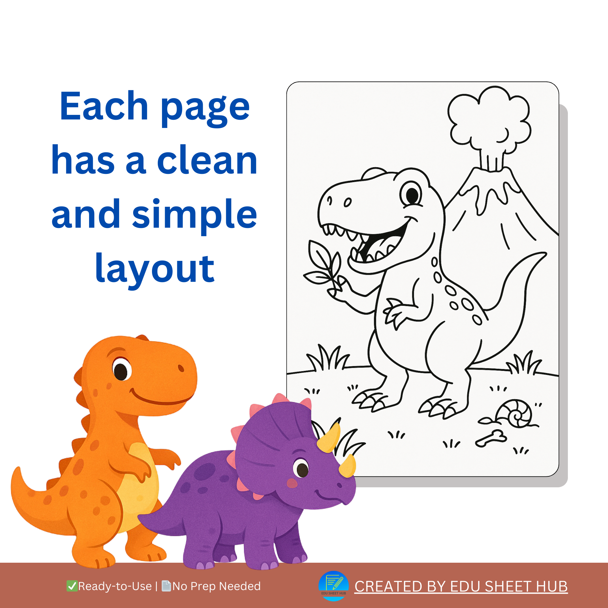 Cute Dinosaurs Coloring Pages for Kids
