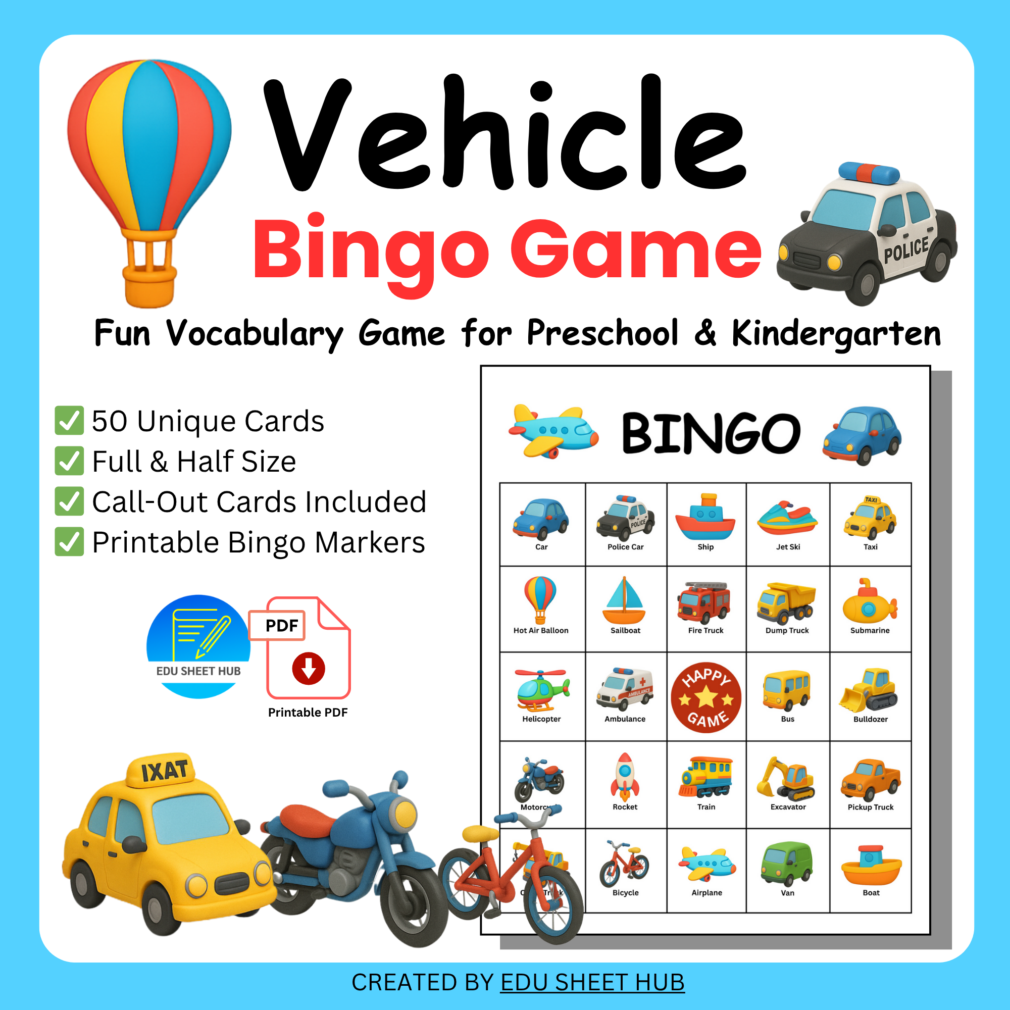 Vehicle Bingo Game