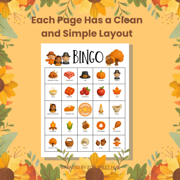 Thanksgiving Bingo Game