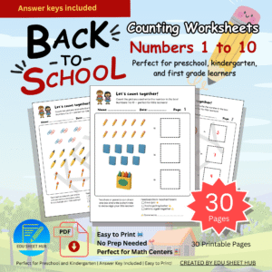 Back to School Counting Worksheets