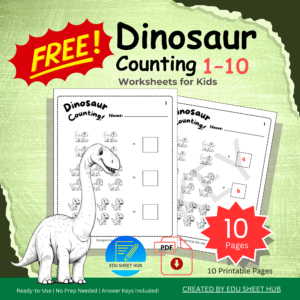 FREE Dinosaur Counting Worksheets 1–10