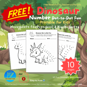 FREE Dinosaur Number Dot-to-Dot Worksheets