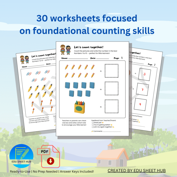 Back to School Counting Worksheets