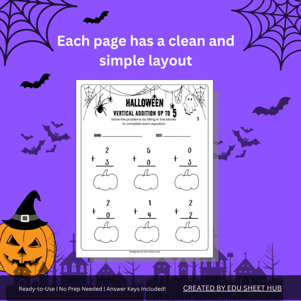 Halloween Vertical Addition up to 5
