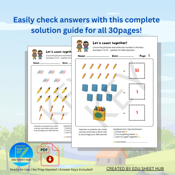 Back to School Counting Worksheets