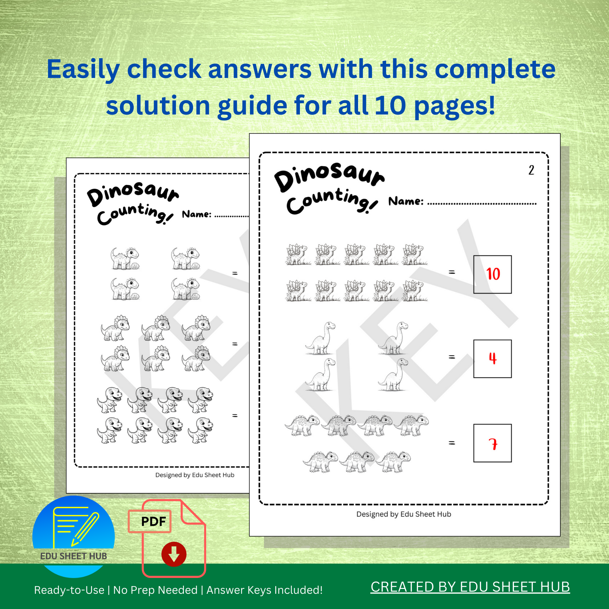 FREE Dinosaur Counting Worksheets 1β10 - Image 2