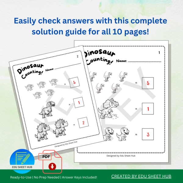 Dinosaur Counting Worksheets 1–5