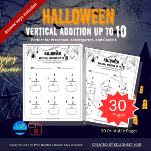 Halloween Vertical Addition up to 10