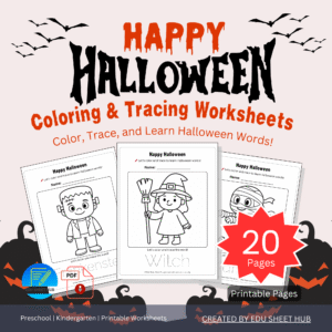 Halloween Coloring and Tracing Worksheets