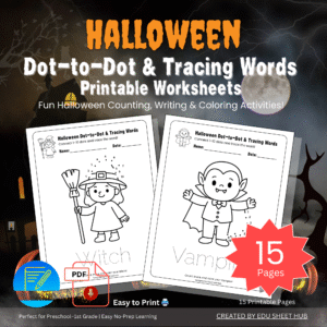Halloween Dot-to-Dot & Tracing Words Printable