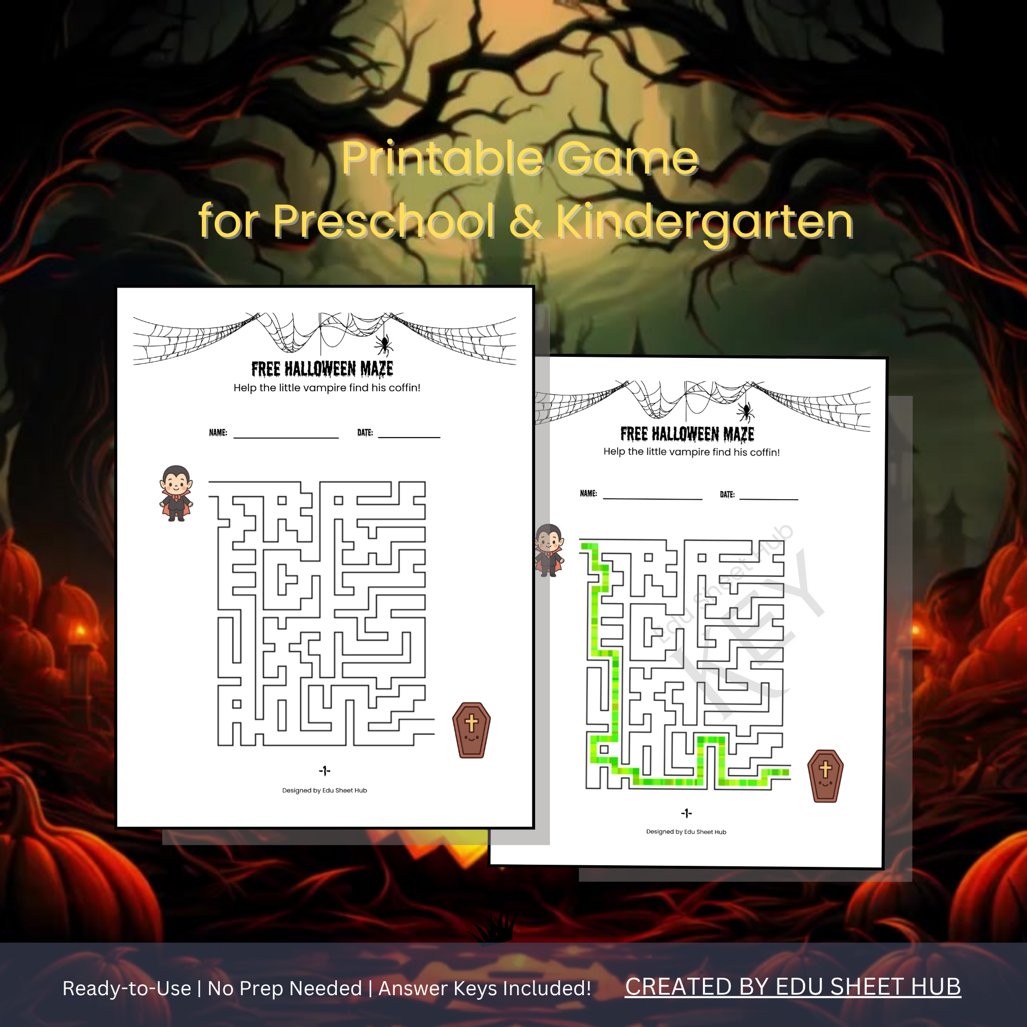 FREE Halloween Maze Worksheets