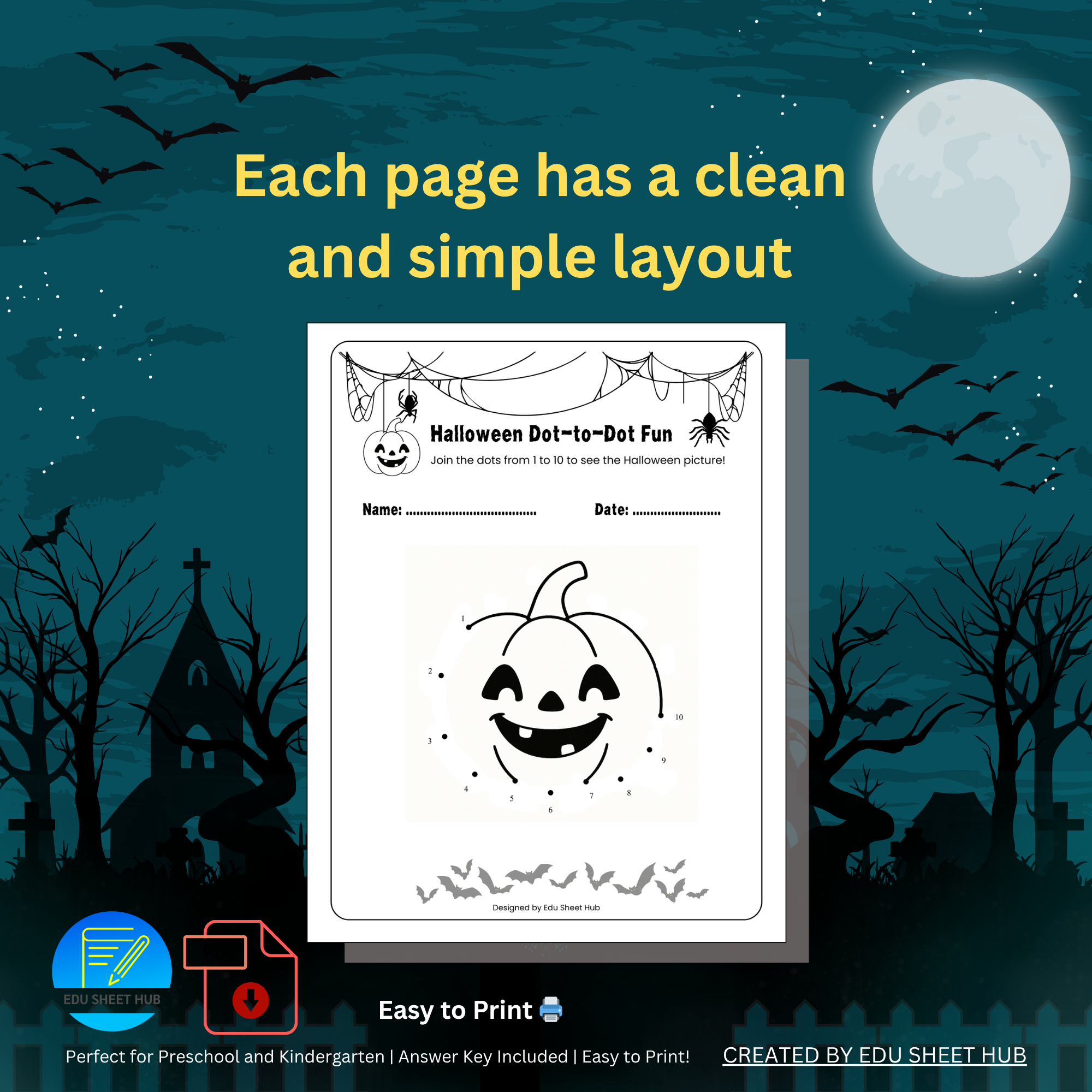 Halloween Dot-to-Dot Worksheets