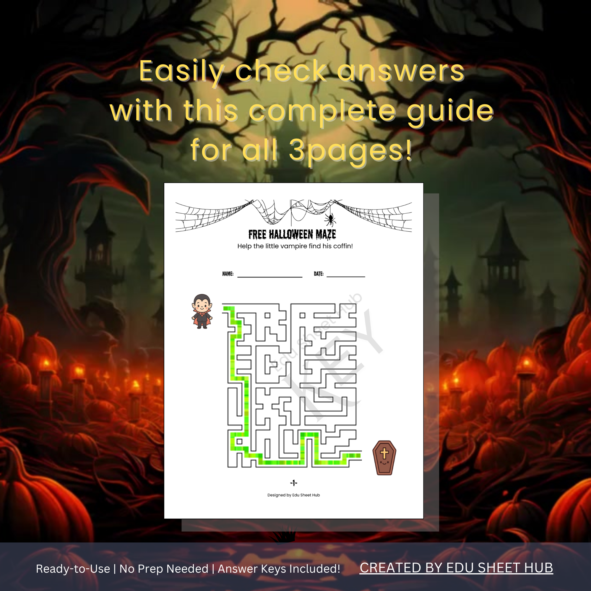 FREE Halloween Maze Worksheets