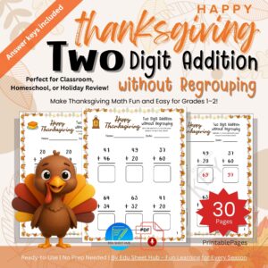 Thanksgiving Two-Digit Addition Without Regrouping