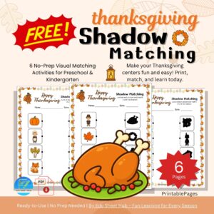 FREE Thanksgiving Shadow Matching